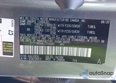 2020 Lexus Rx 350 F Sport Performance z USA, uszkodzony, nr VIN 2T2YZMDA8LC256086